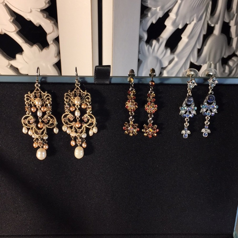Earrings, Costume, 3pair.